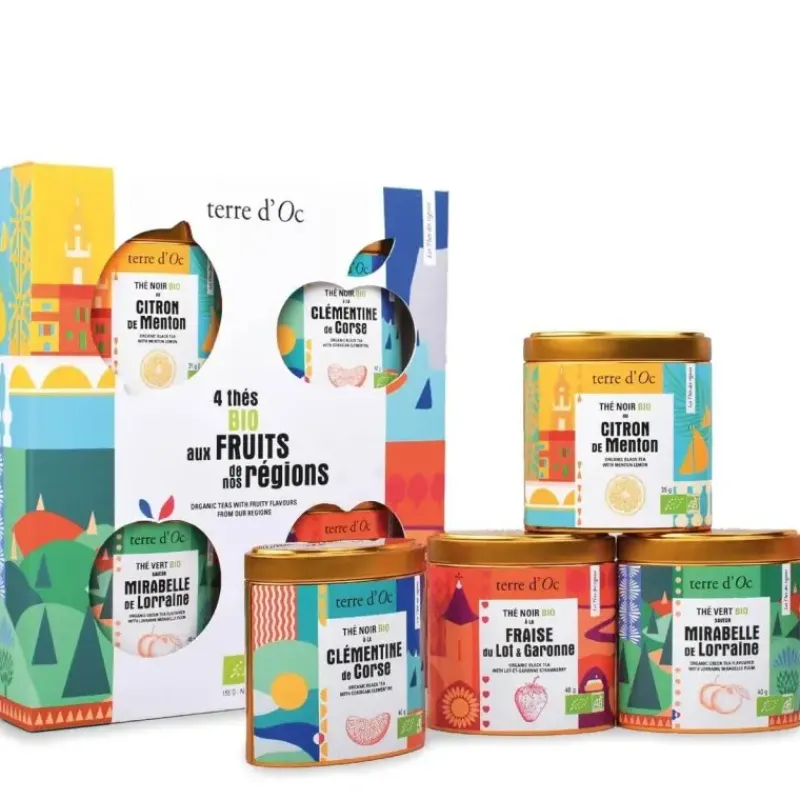 Coffret 4 thes bio - aux saveurs fruitees de nos regions*terre d'Oc Cheap