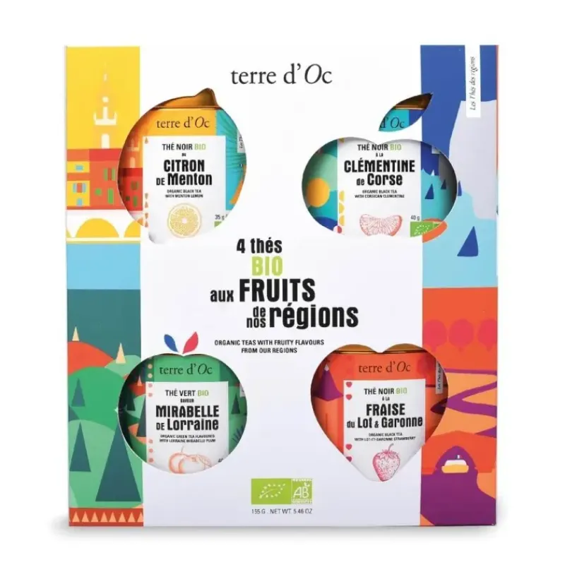 Coffret 4 thes bio - aux saveurs fruitees de nos regions*terre d'Oc Cheap