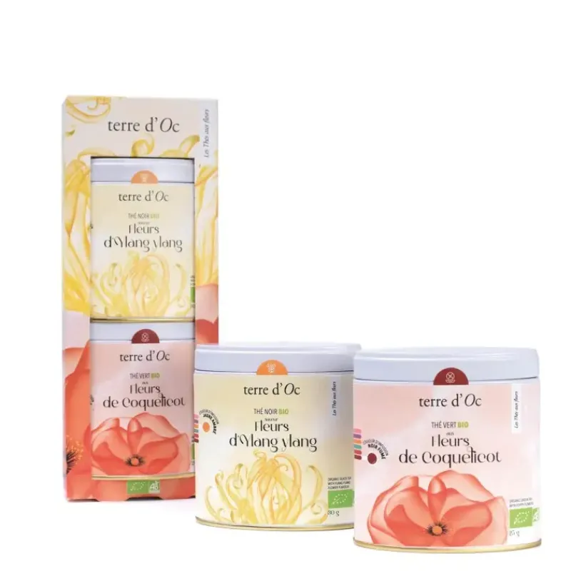Coffret de thes bio - aux fleurs de coquelicot & ylang ylang*terre d'Oc Store
