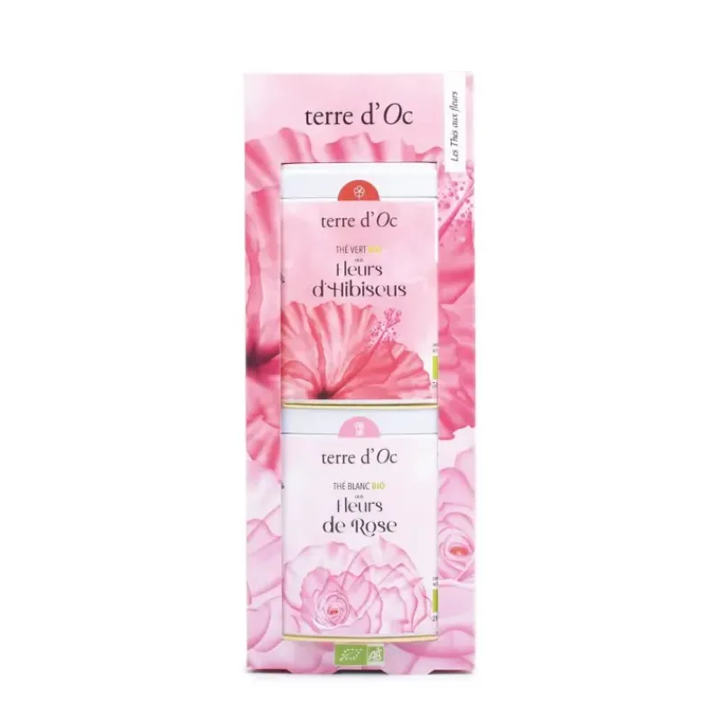 Coffret de thes bio - aux fleurs d'hibiscus & rose*terre d'Oc Hot