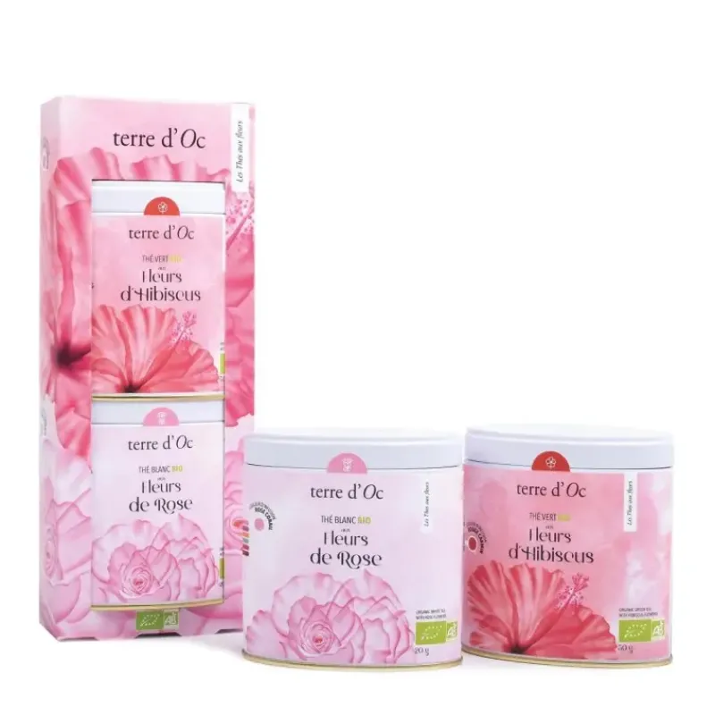 Coffret de thes bio - aux fleurs d'hibiscus & rose*terre d'Oc Hot
