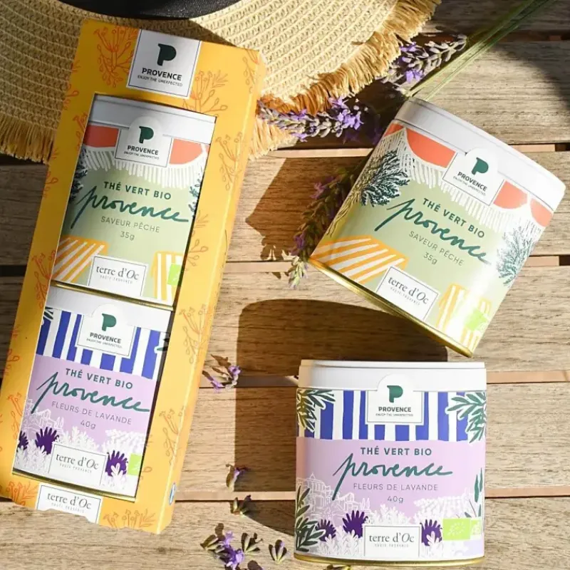 Duo Provence peche & lavande - thes verts bio*terre d'Oc Hot
