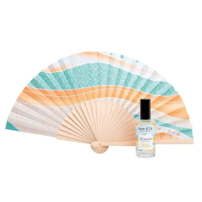 Eventail & parfum fleur de Monoi - coffret d'ambiance ORI MAOHI*terre d'Oc Clearance