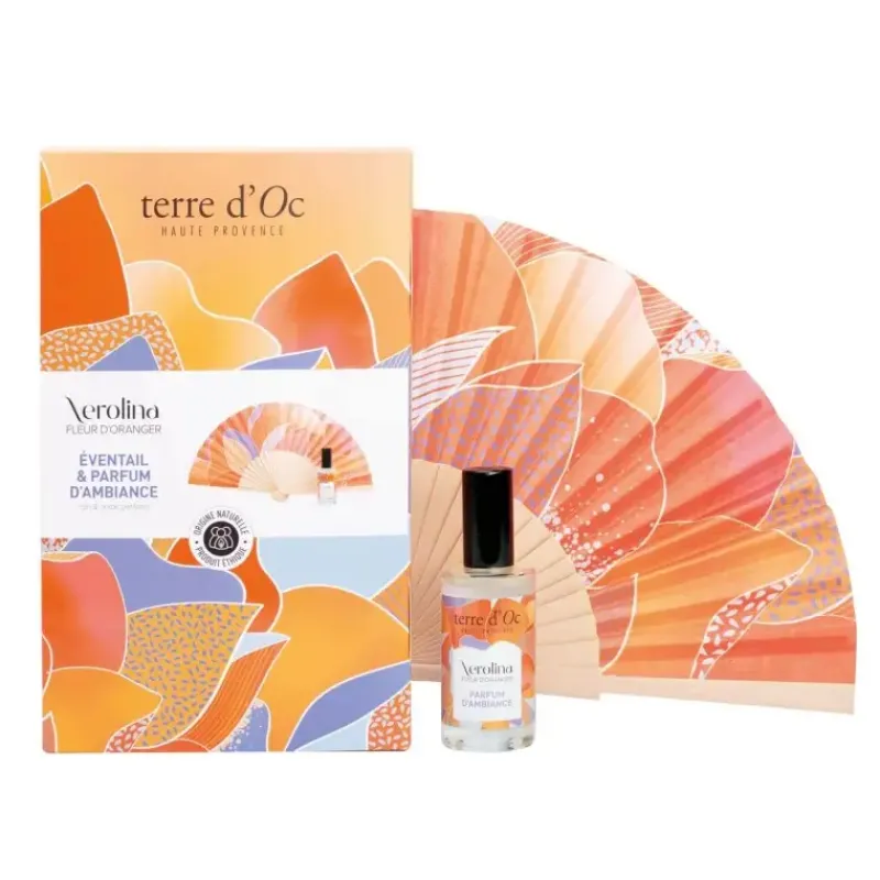 Eventail & parfum fleur d'oranger - coffret d'ambiance NEROLINA*terre d'Oc Cheap