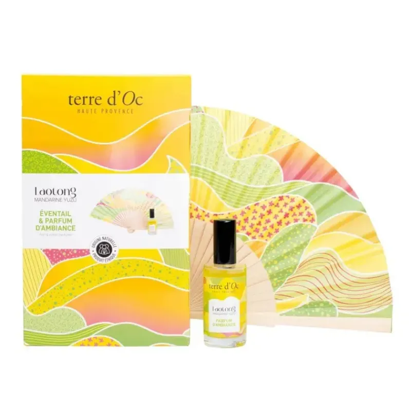 Eventail & parfum Mandarine Yuzu - coffret d'ambiance LAOTONG*terre d'Oc Cheap