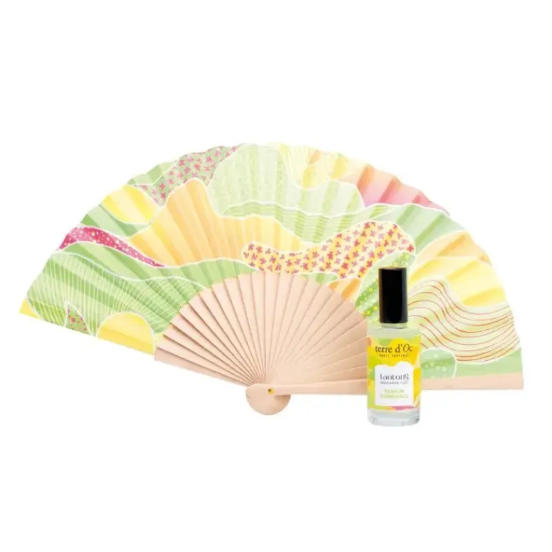 Eventail & parfum Mandarine Yuzu - coffret d'ambiance LAOTONG*terre d'Oc Cheap