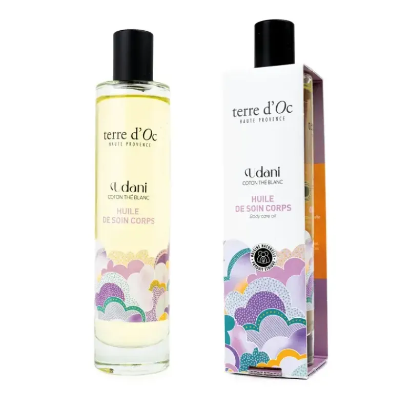 Huile de soin corps bio -  UDANI Coton the blanc*terre d'Oc Outlet
