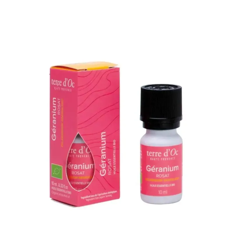 Huile Essentielle BIO Geranium​ - PELARGONIUM GRAVEOLENS*terre d'Oc Online