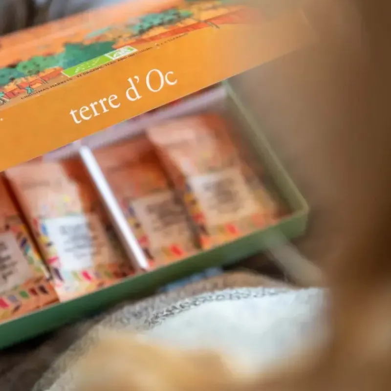 Les marches de Noel en France - coffret 32 sachets de 8 thes bio*terre d'Oc Cheap