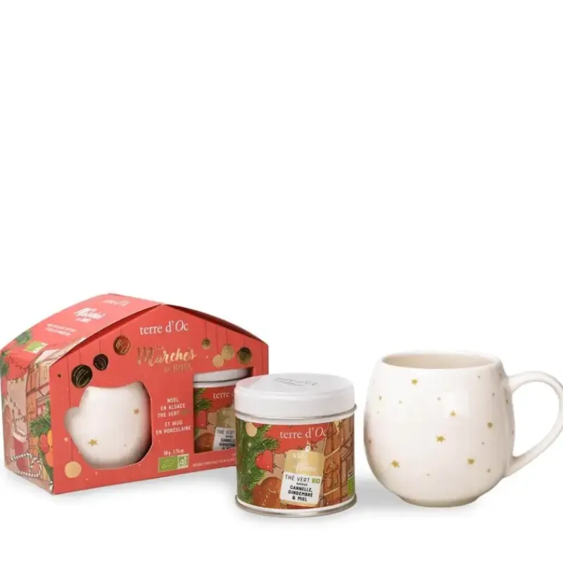 Noel en Alsace - duo de the vert bio & mug*terre d'Oc Discount