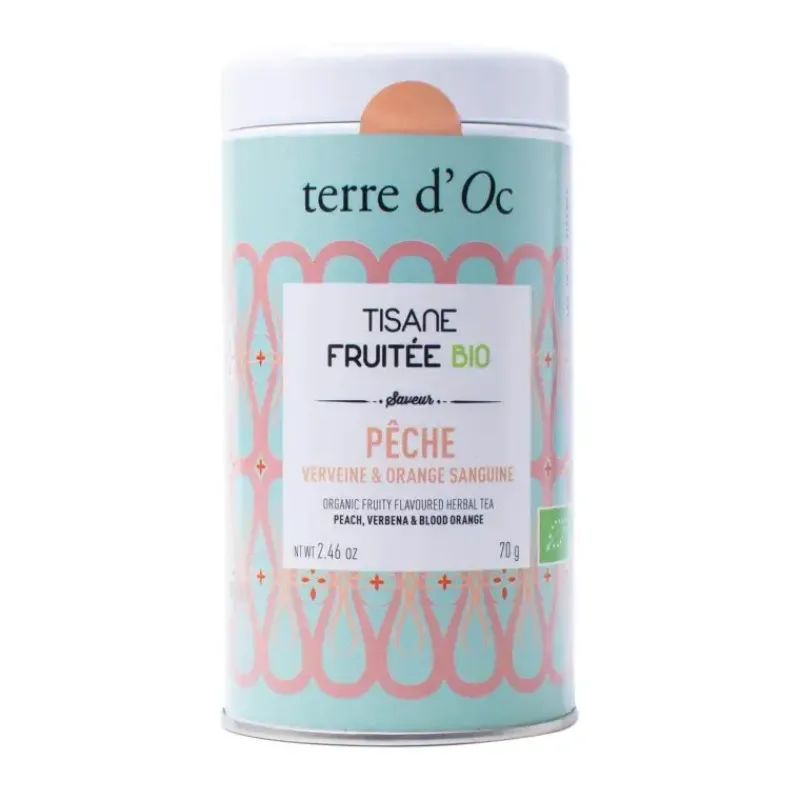 Peche, verveine, orange sanguine - Tisane fruitee bio*terre d'Oc Shop