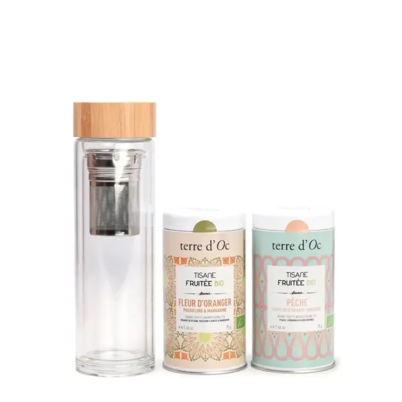 2 tisanes fruitees bio & thermo theiere - coffret decouverte*terre d'Oc New